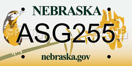 ASG255 Nebraska License Plate