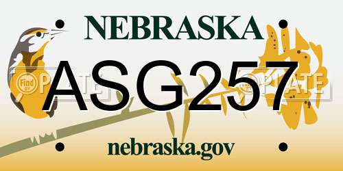 ASG257 Nebraska License Plate