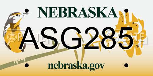 ASG285 Nebraska License Plate