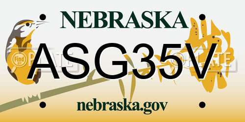 ASG35V Nebraska License Plate