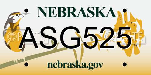 ASG525 Nebraska License Plate