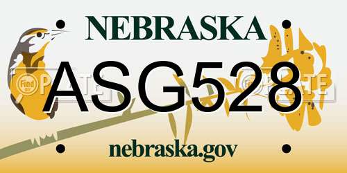 ASG528 Nebraska License Plate