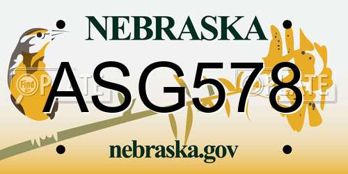 ASG578 Nebraska License Plate