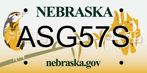ASG57S Nebraska License Plate