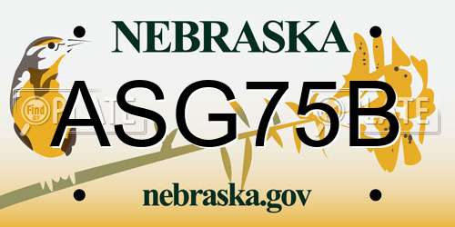 ASG75B Nebraska License Plate