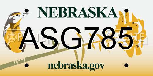 ASG785 Nebraska License Plate