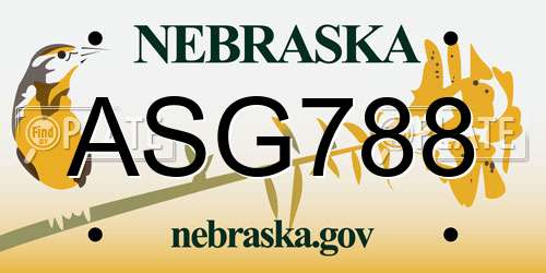 ASG788 Nebraska License Plate