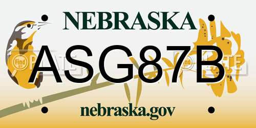 ASG87B Nebraska License Plate