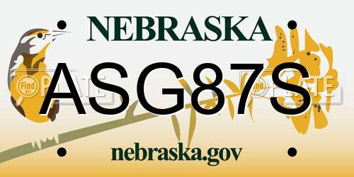 ASG87S Nebraska License Plate