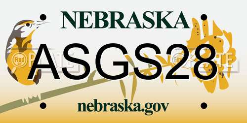 ASGS28 Nebraska License Plate