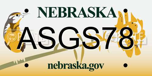 ASGS78 Nebraska License Plate