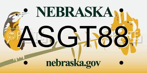 ASGT88 Nebraska License Plate
