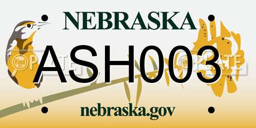 ASH003 Nebraska License Plate