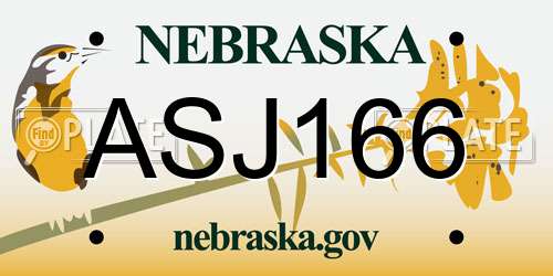 ASJ166 Nebraska License Plate