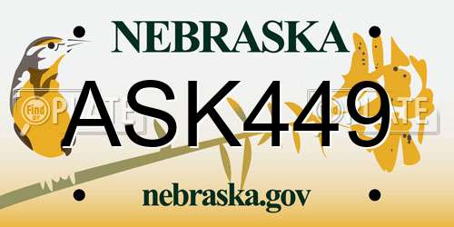 ASK449 Nebraska License Plate