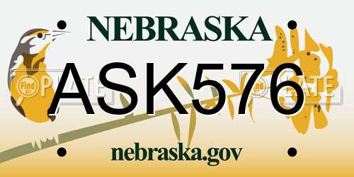 ASK576 Nebraska License Plate