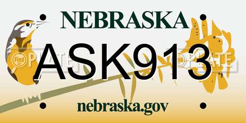 ASK913 Nebraska License Plate