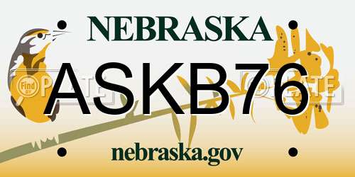 ASKB76 Nebraska License Plate