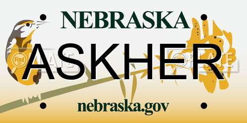 ASKHER Nebraska License Plate