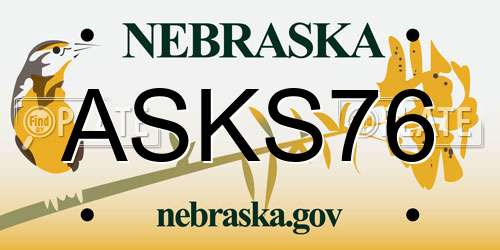 ASKS76 Nebraska License Plate