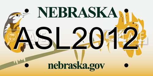 ASL2012 Nebraska License Plate