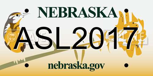 ASL2017 Nebraska License Plate