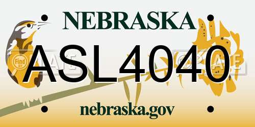 ASL4040 Nebraska License Plate
