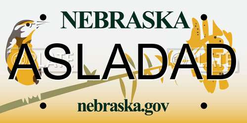 ASLADAD Nebraska License Plate
