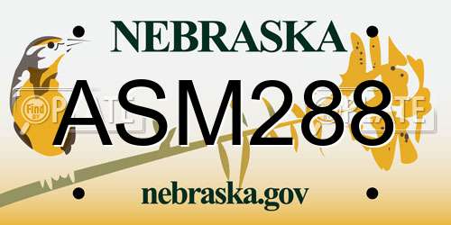 ASM288 Nebraska License Plate