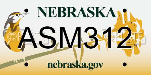 ASM312 Nebraska License Plate