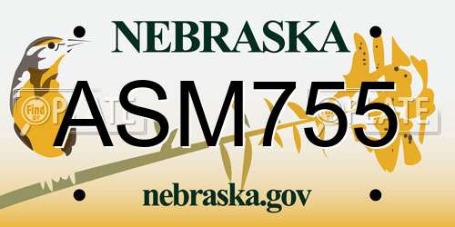 ASM755 Nebraska License Plate
