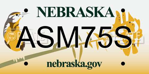 ASM75S Nebraska License Plate