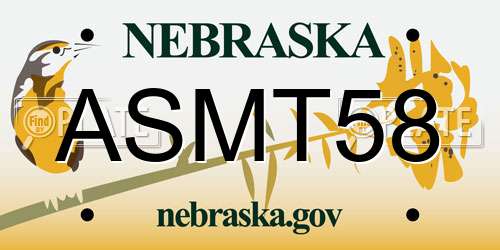 ASMT58 Nebraska License Plate