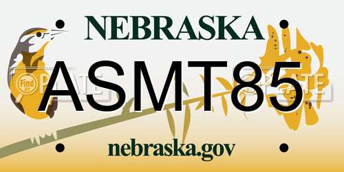 ASMT85 Nebraska License Plate