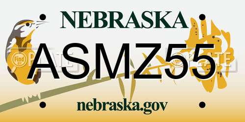 ASMZ55 Nebraska License Plate