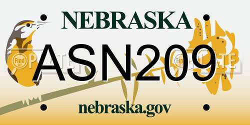 ASN209 Nebraska License Plate