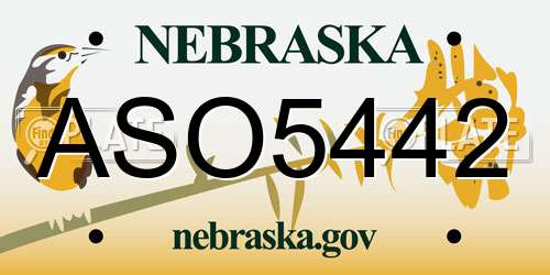 ASO5442 Nebraska License Plate