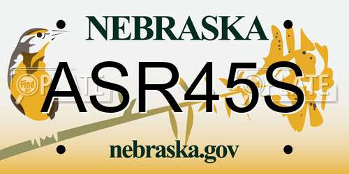 ASR45S Nebraska License Plate