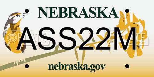 ASS22M Nebraska License Plate
