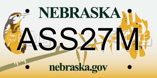 ASS27M Nebraska License Plate