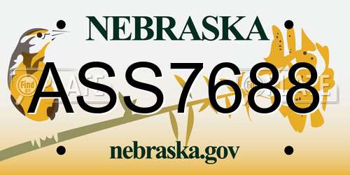 ASS7688 Nebraska License Plate