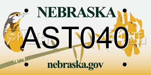 AST040 Nebraska License Plate