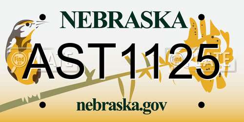 AST1125 Nebraska License Plate