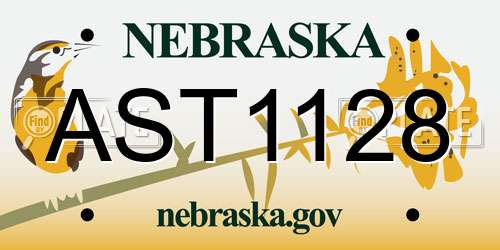 AST1128 Nebraska License Plate