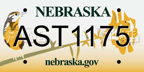 AST1175 Nebraska License Plate