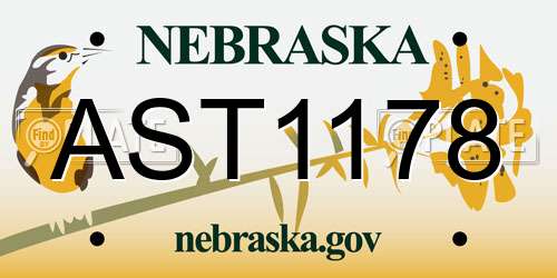 AST1178 Nebraska License Plate