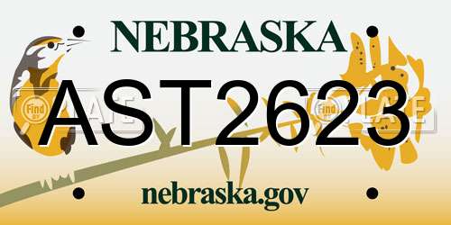AST2623 Nebraska License Plate
