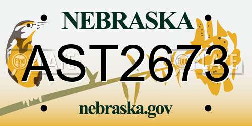 AST2673 Nebraska License Plate