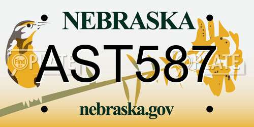 AST587 Nebraska License Plate