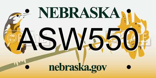 ASW550 Nebraska License Plate